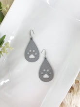 Load image into Gallery viewer, Gray Paw Print Leather Earrngs - E19-677