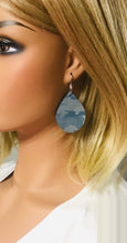 Load image into Gallery viewer, Denim Metallic Camo Leather Earrings - E19-679