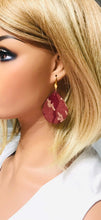Load image into Gallery viewer, Burgundy Metallic Camo Leather Earrings - E19-681