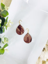 Load image into Gallery viewer, Burgundy Metallic Camo Leather Earrings - E19-681