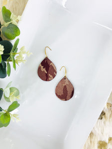 Burgundy Metallic Camo Leather Earrings - E19-681