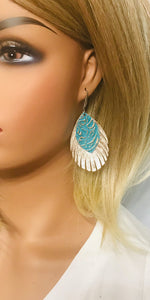 Rose Gold on Turquoise and Metallic Pink Leather Earrings - E19-694