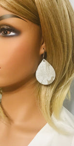 Silver on Gray Metallic Camo Leather Earrings - E19-708