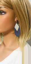 Load image into Gallery viewer, Blue and Silver Genuine Leather Frayed Earrings - E19-711
