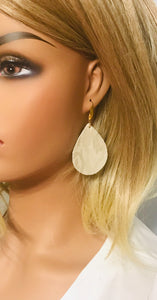 Gold On Beige Metallic Camo Leather Earrings - E19-712