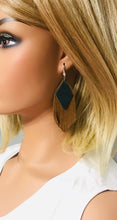 Load image into Gallery viewer, Brown Suede and Teal Snake Leather Earrings - E19-713
