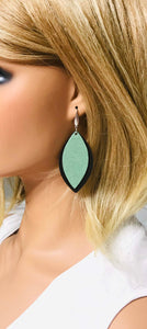 Brown and Mint Genuine Leather Earrings - E19-723
