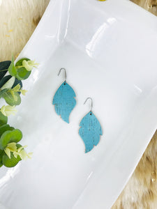 Pearlized Turquoise Cork Leather Earrings - E19-729