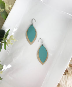 Desert Sand Braided Fishtail Leather and Teal Leather Earrings - E19-730