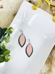Brown and Pink Genuine Leather Earrings - E19-744