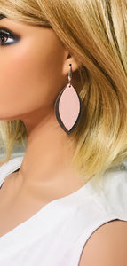 Brown and Pink Genuine Leather Earrings - E19-744