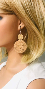 Gold Faux Leather and Natural Cork Earrings - E19-746