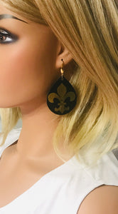 Black and Gold Fleur De Lis Earrings - E19-759