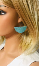 Load image into Gallery viewer, Turquoise Cork Leather Hoop Earrings - E19-780