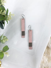 Load image into Gallery viewer, Genuine Pink and Gray Layered Leather Earrings - E19-785