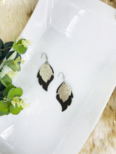 Load image into Gallery viewer, Brown and Metallic Gold Genuine Leather Earrings - E19-837