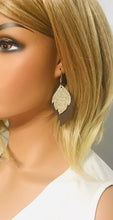 Load image into Gallery viewer, Brown and Metallic Gold Genuine Leather Earrings - E19-837
