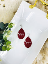 Load image into Gallery viewer, Genuine Red Leather &quot;Love&quot; Earrings - E19-851