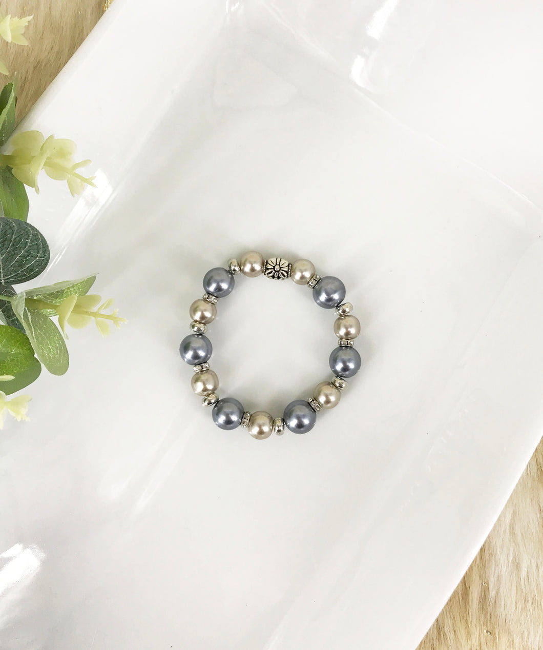 Glass Bead Stretchy Bracelet - B857