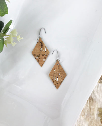 Silver Speckled Cork Earrings - E19-870