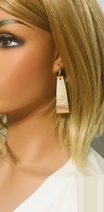Metallic Gold and Pink Genuine Leather Earrings - E19-871