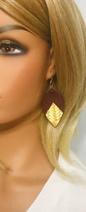 Burgundy Braided Italian Fishtail Leather Earrings - E19-875