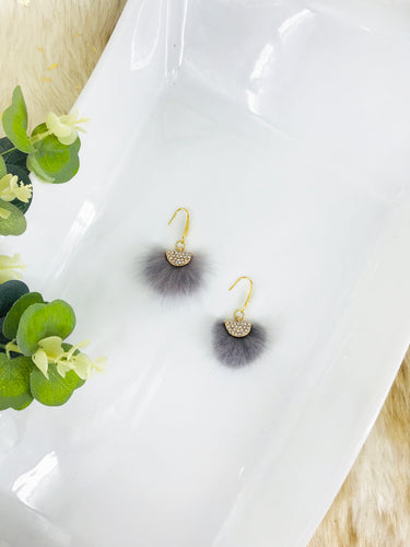 Mink Fur Fan Shaped Tassel Earrings - E19-884