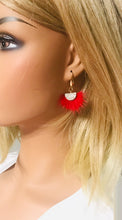 Load image into Gallery viewer, Red Mink Fur Fan Shaped Tassel Earrings - E19-885