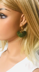 Olive Fan Shaped Tassel Earrings - E19-892