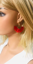 Load image into Gallery viewer, Red Fan Shaped Tassel Earrings - E19-895
