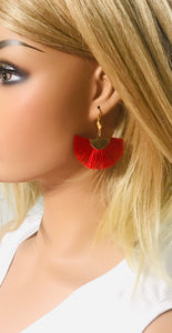 Red Fan Shaped Tassel Earrings - E19-895