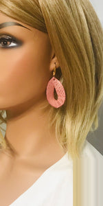 Rose Gold on Pink Leather Earrings - E19-899