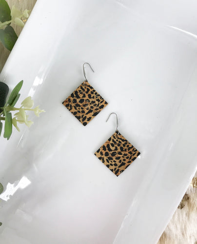 Spotted Cheetah Cork Leather Earrings - E19-900