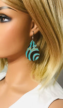 Load image into Gallery viewer, Turquoise and Brown Embossed Leather Earrings - E19-902