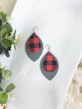 Load image into Gallery viewer, Gray and Buffalo Plaid Leather Earrings - E19-940