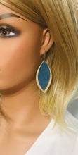 Load image into Gallery viewer, Camel Distressed Leather and Teal Leather Earrings - E19-944