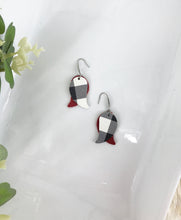 Load image into Gallery viewer, Red and Plaid Leather Earrings - E19-952