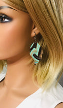 Load image into Gallery viewer, Teal Embossed Leather Earrings - E19-956