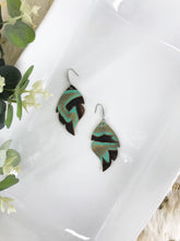 Load image into Gallery viewer, Teal Embossed Leather Earrings - E19-956