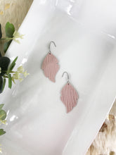 Load image into Gallery viewer, Light Pink Palm Leaf Leather Earrings - E19-959