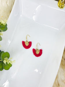 Violet Red Fan Shaped Tassel Earrings - E19-962