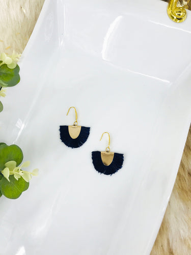 Blue Fan Shaped Tassel Earrings - E19-963