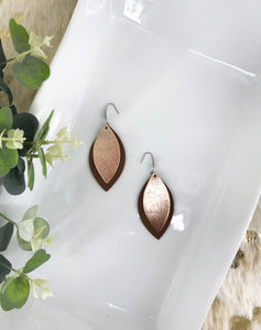 Brown and Rose Gold Leather Earrings - E19-968