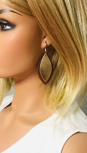 Brown and Rose Gold Leather Earrings - E19-968