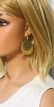 Load image into Gallery viewer, Gold with Metallic Grey and Gold Polka Dot Leather Earrings - E19-994