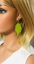 Load image into Gallery viewer, Apple Green Dazzle Leather Earrings - E19-997