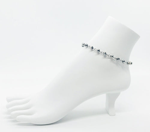 Gray Glass Bead Anklet