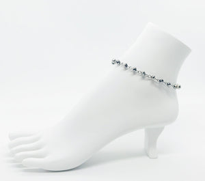 Gray Glass Bead Anklet