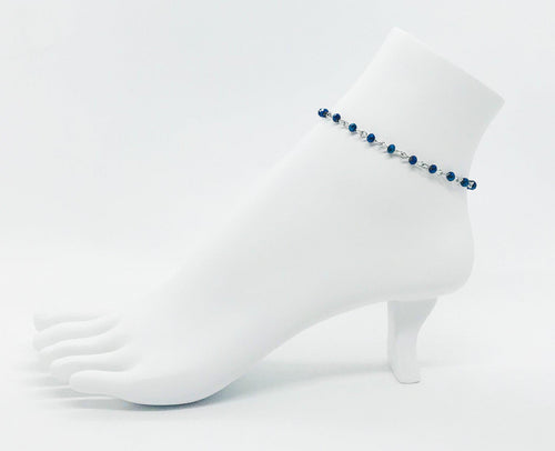 Blue Glass Bead Anklet