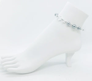 Gray Pearl and Clear Glass Bead Anklet